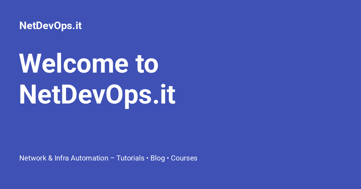 Welcome to NetDevOps.it - NetDevOps.it