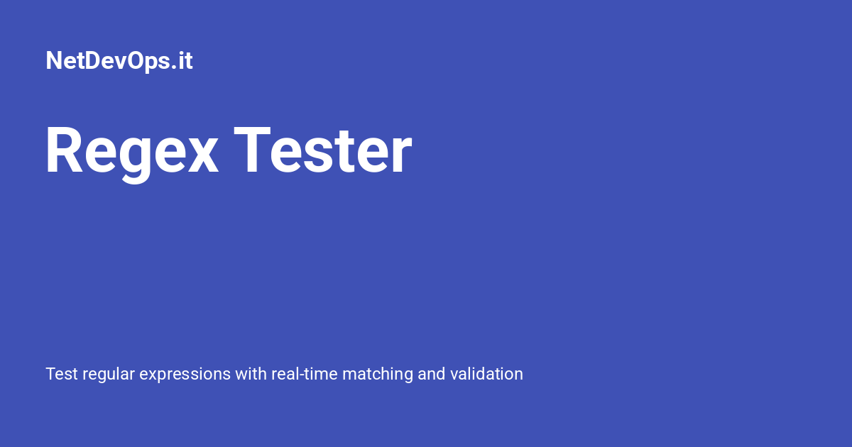 Regex Tester - NetDevOps.it