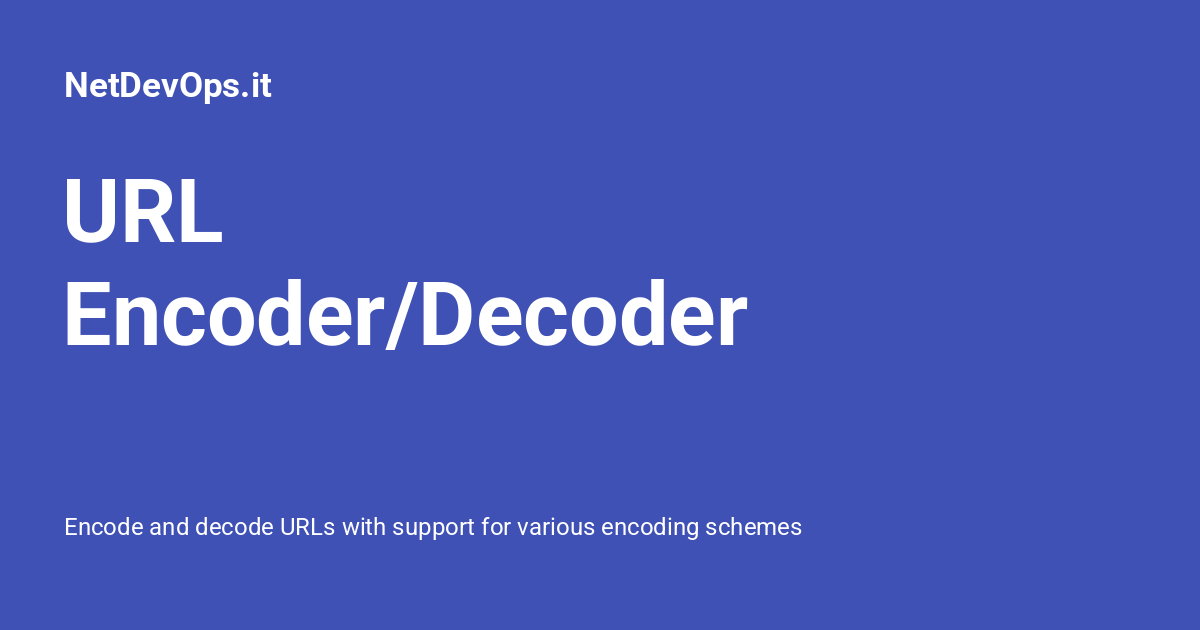 URL Encoder/Decoder - NetDevOps.it