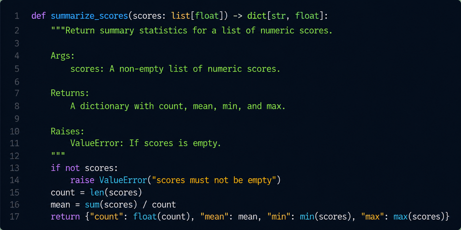 Auto-generated docstring example from Python code