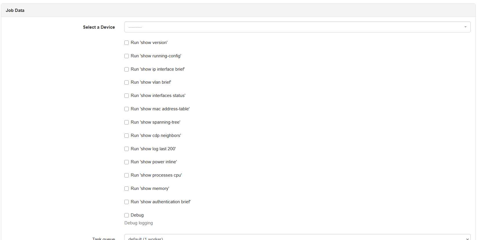 Example run show commands