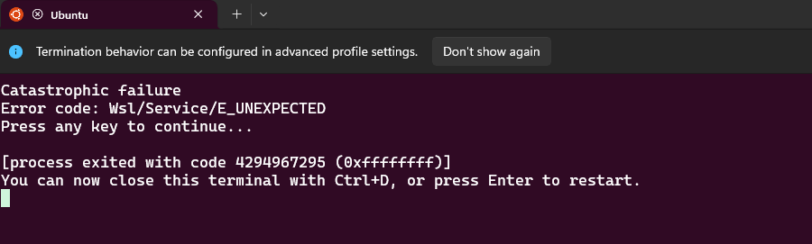 WSL crashed