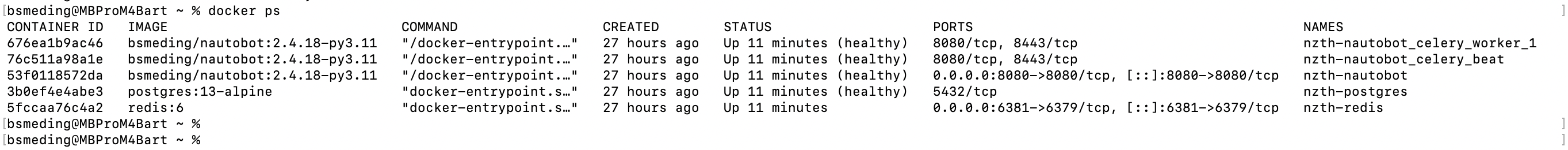 docker compose ps output